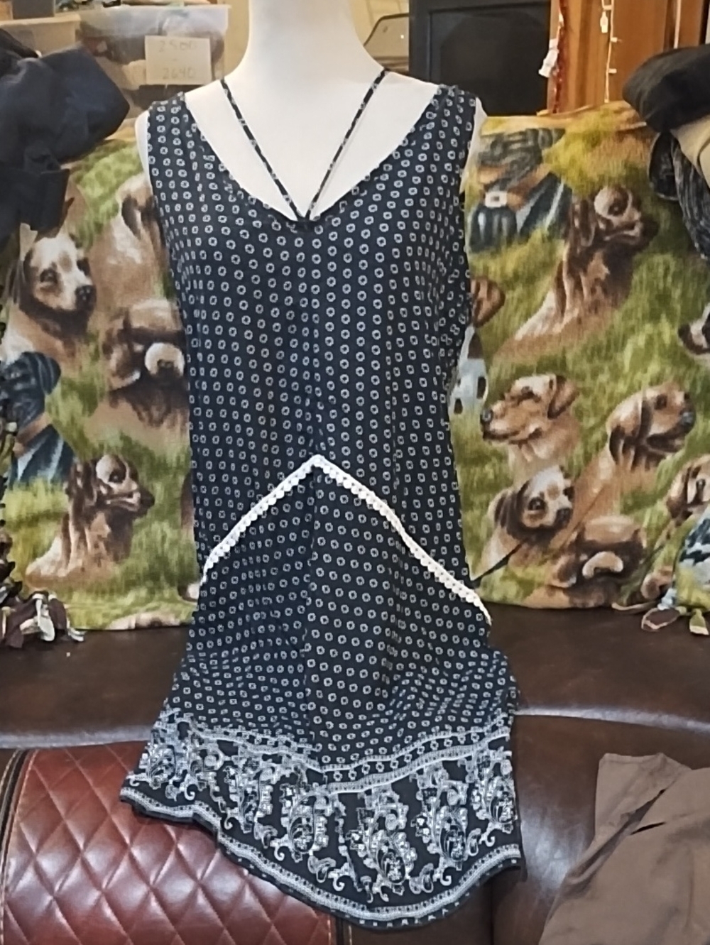 tea n rose Navy Dress with White Floral Print